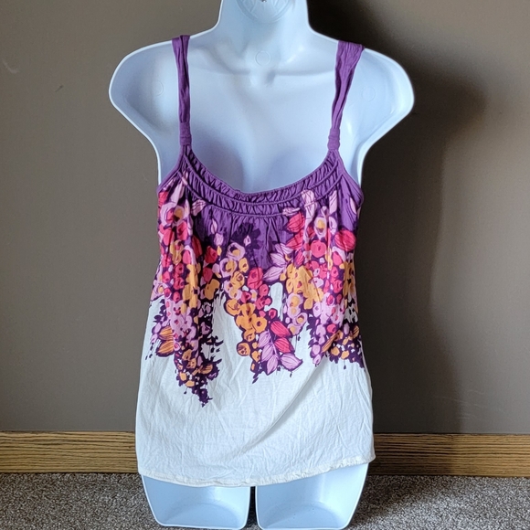 American Eagle Bright Colorful Flower Size Small Tank Top - Picture 2 of 7
